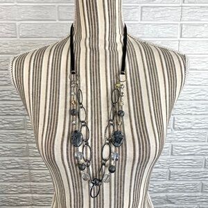 Long Multi-Strand Beaded Statement Necklace